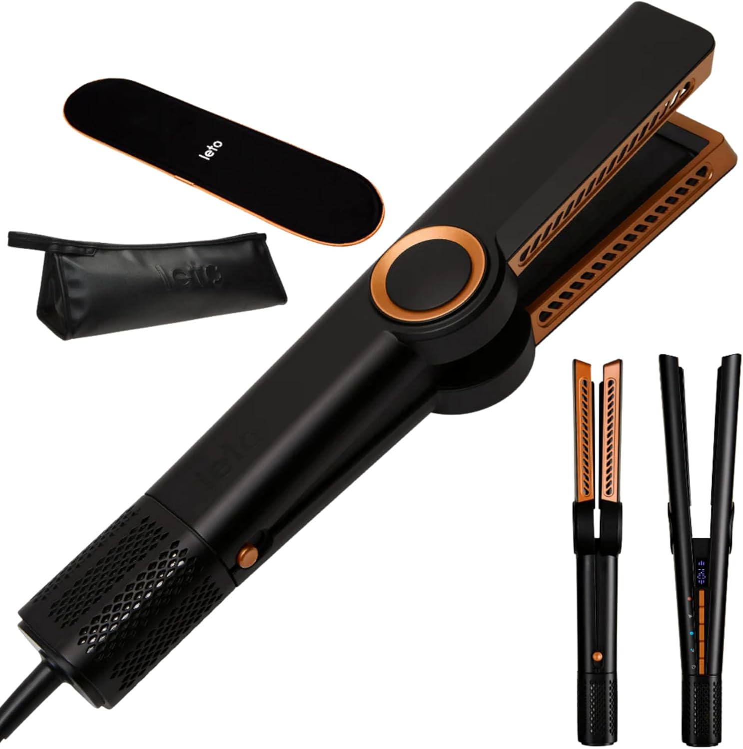 Leto Hairstrait 2-in-1 Hair Straightener & Hair Dryer - Air Styling No Heat Damage Frizz Control Wet to Dry