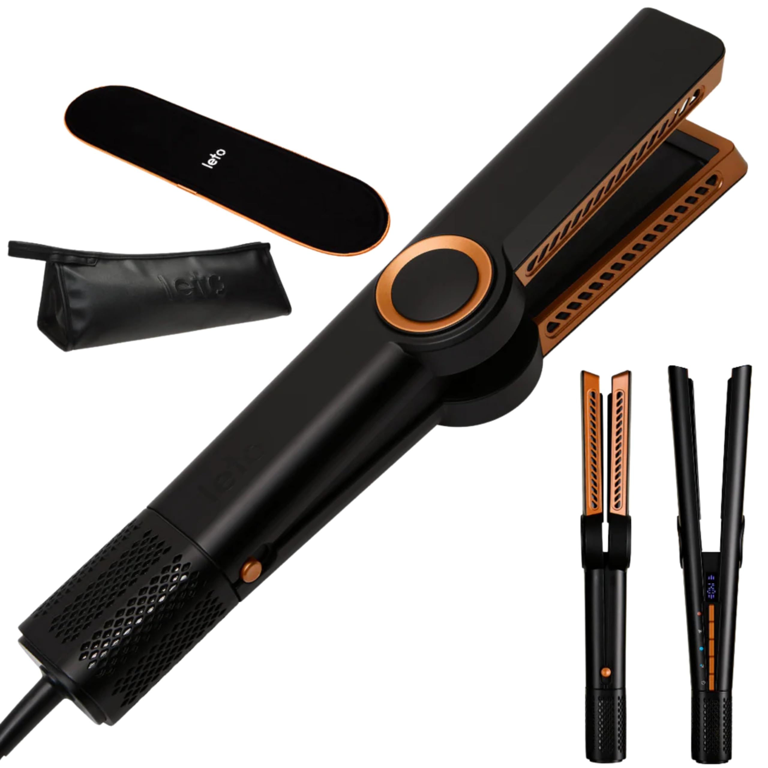 Leto Hairstrait 2-en-1 plancha de pelo profesional y Secador – Estilizado con Aire, Sin Daños por Calor, Control de Frizz, de Mojado a Seco