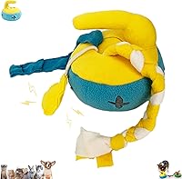 PYFMN Hide and Seek Interactive Dog Puzzle Toy - Squeaky Chew Curling Toy for Small Medium Dogs Cats Rabbits Yellow