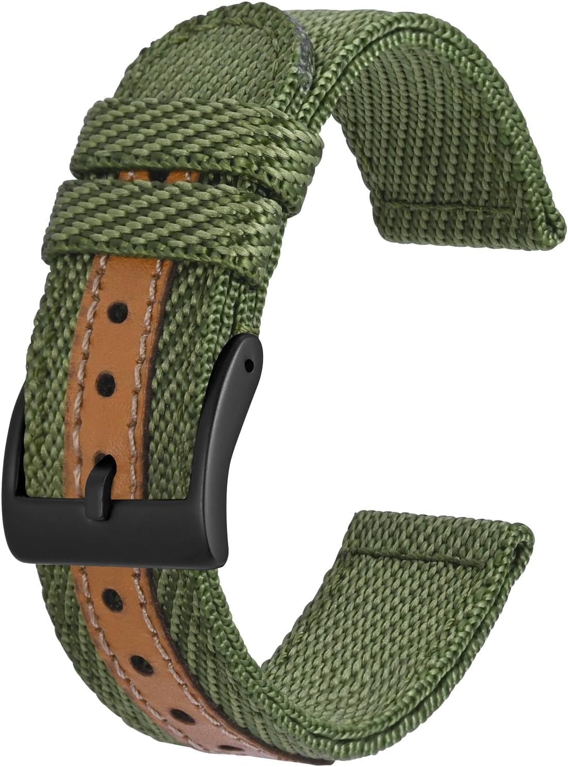 ULLCHRO Nylon Bracelet Montre Haute Qualité Toile Bracelet Montre Armée Militaire - 18mm, 20mm, 22mm, 24mm Montre Bracelet Avec Acier Inoxydable Boucle (18mm, Noir