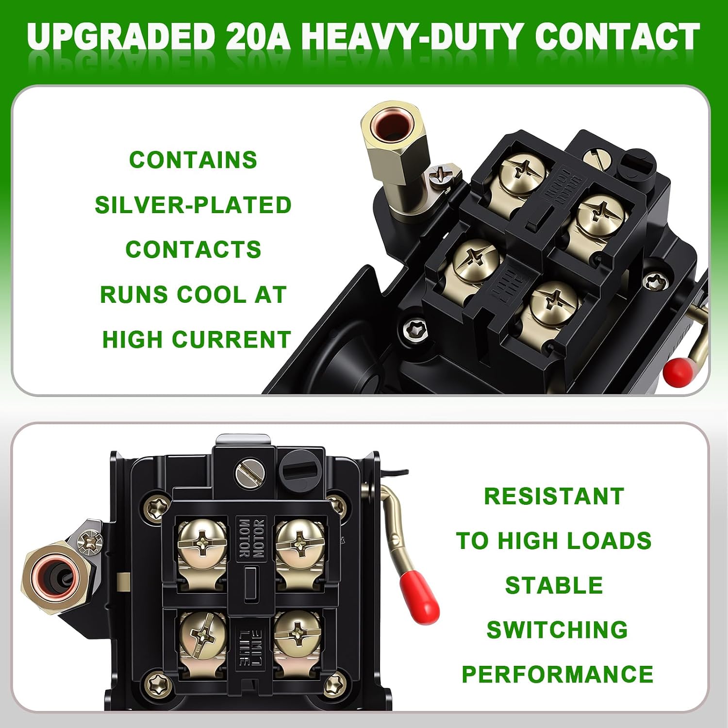 Air Compressor Pressure Switch LF10-4H, 4 Port 1/4" NPT, 95-125 PSI Pressure Control Switch for Air Compressor Parts Replacement