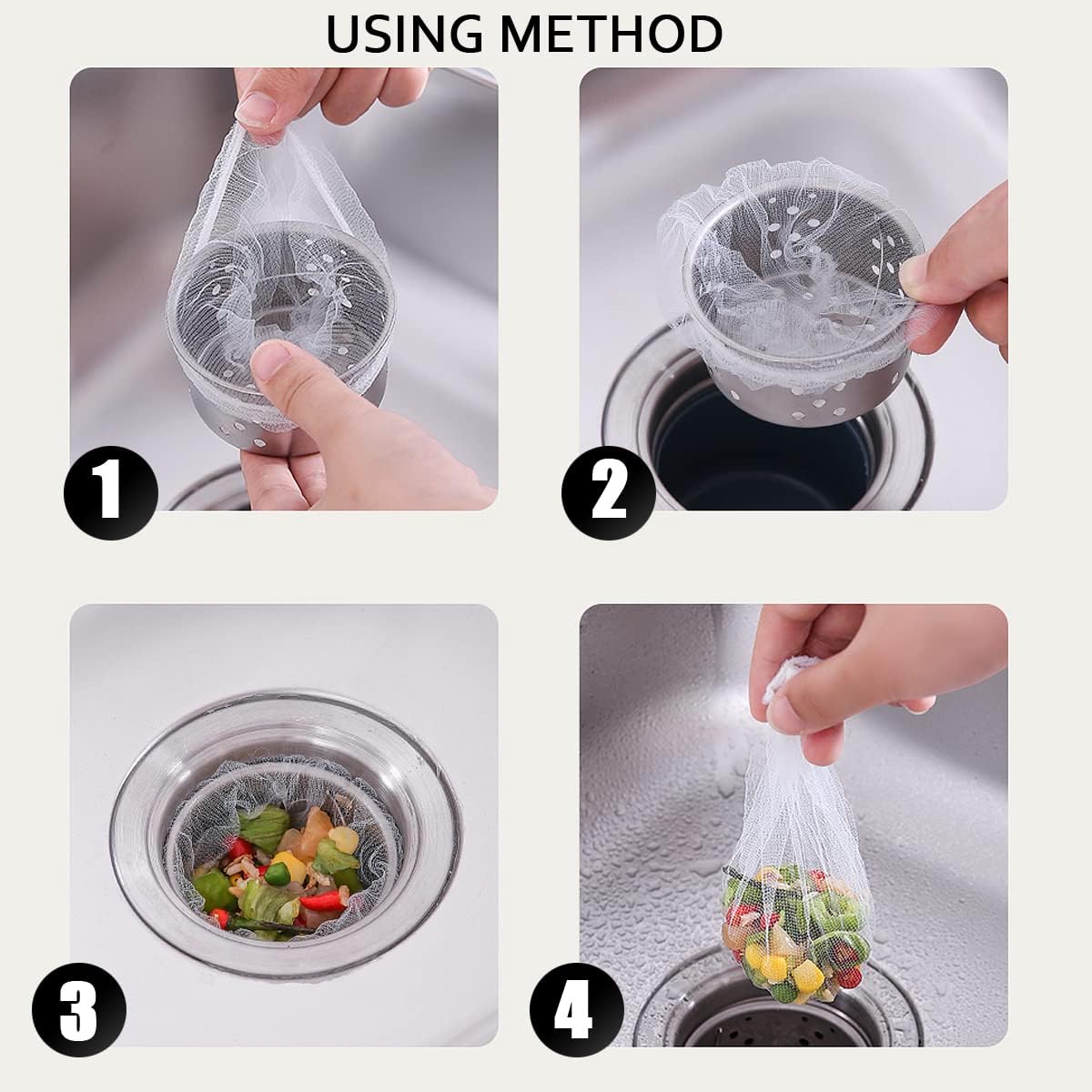 GXXMEI 300PCS Kitchen Sink Strainer Disposable Mesh Sink Strainer Bags for Collecting Food Waste