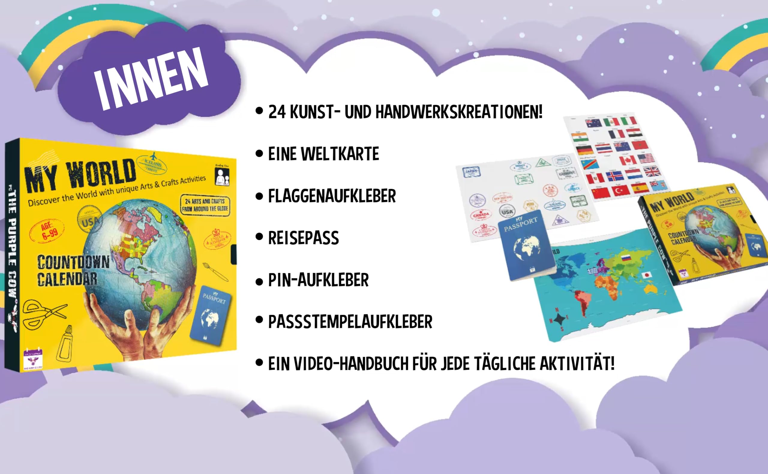 Adventskalender Meine Welt 2026, Kulturreise durch 24 Länder mit Bastelaktivitäten für Kinder