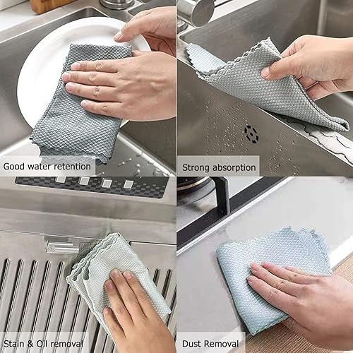 Miniatura 6 de Paquete de 10 paños de limpieza a nanoescala, paño fácil de limpiar, paño de limpieza de microfibra, paños de limpieza a nanoescala sin rayas, paño