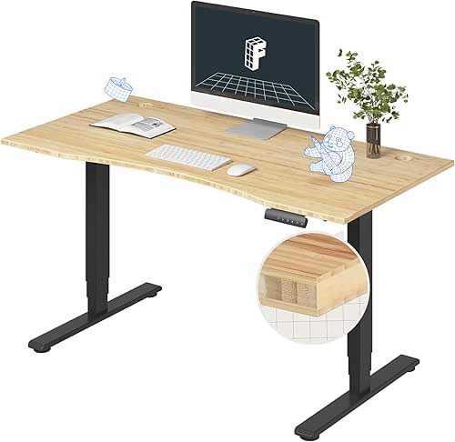 FlexiSpot E6 Bamboo 3-Stage Dual Motor Electric Standing Desk 55