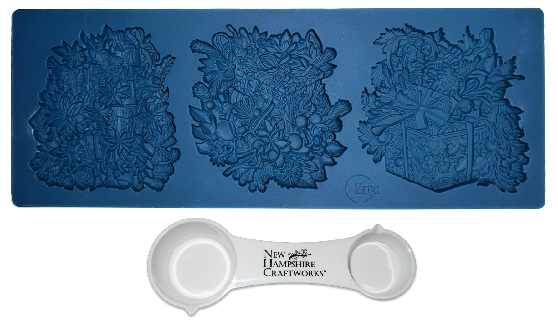 Zuri Mold - Christmas Gifts Set 2 Artisan Silicone Crafting Mold + New Hampshire Craftworks Measuring Spoon
