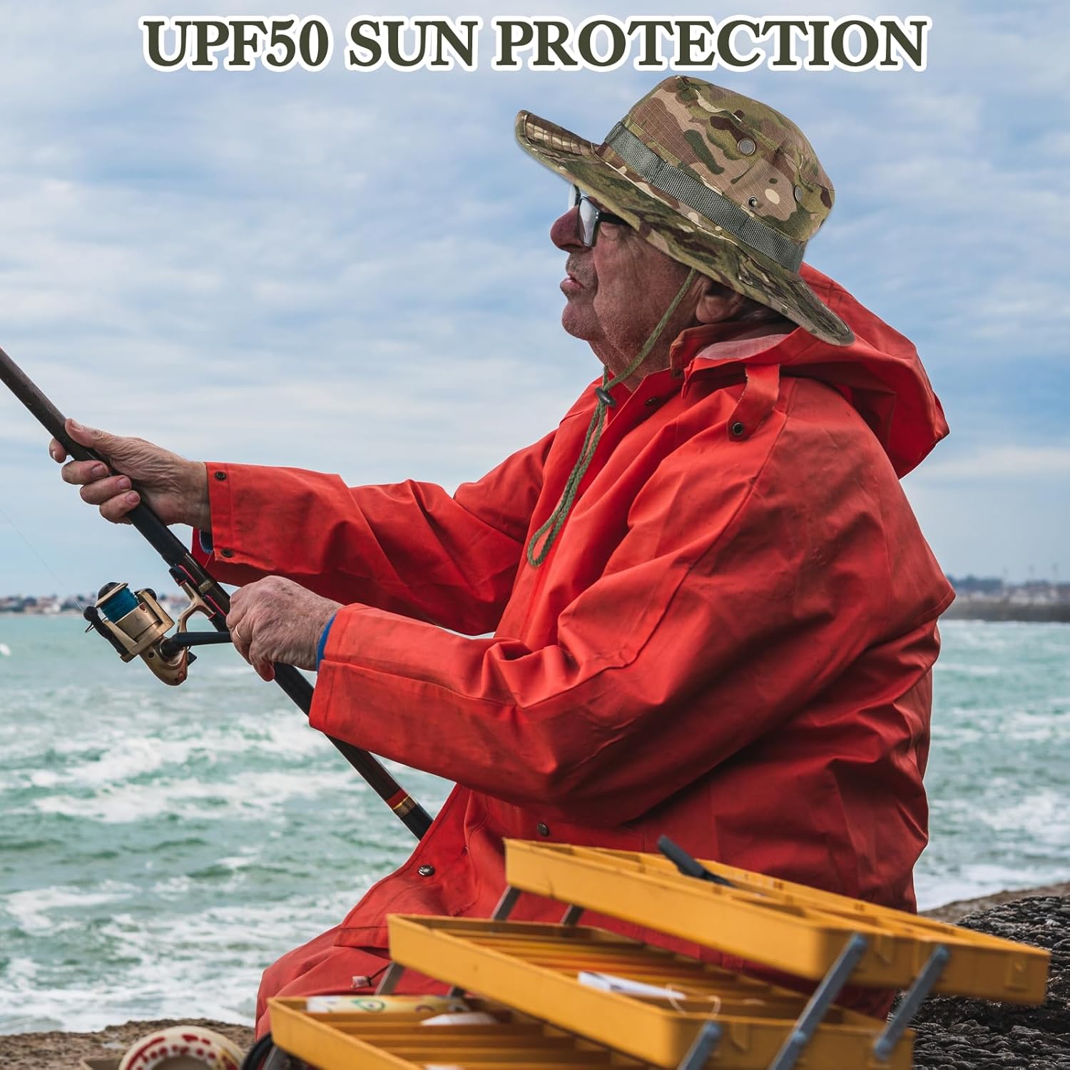 Camo Sun Hats for Men Women Bucket Hat UPF 50+ Boonie Hat Foldable Wide Brim UV Protection Fishing Summer Safari Hats - Image 6