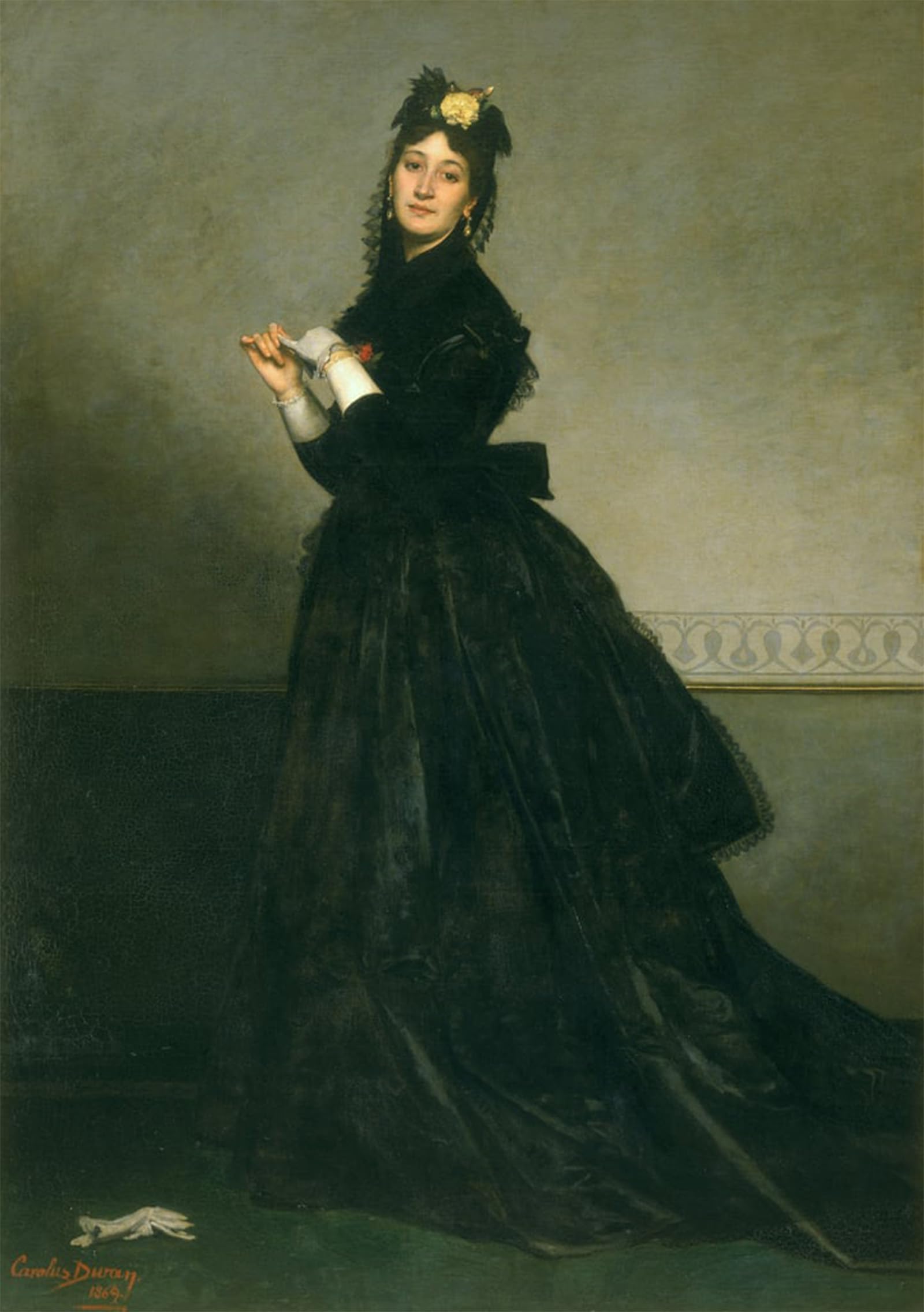 ARTXLXXBN Famous Prints Artwork Pictures Poster Painting Art the Woman with the Glove by Charles Emile Auguste Carolus Duran Artwork Landscape Pictures for Home Decor 60x90cm