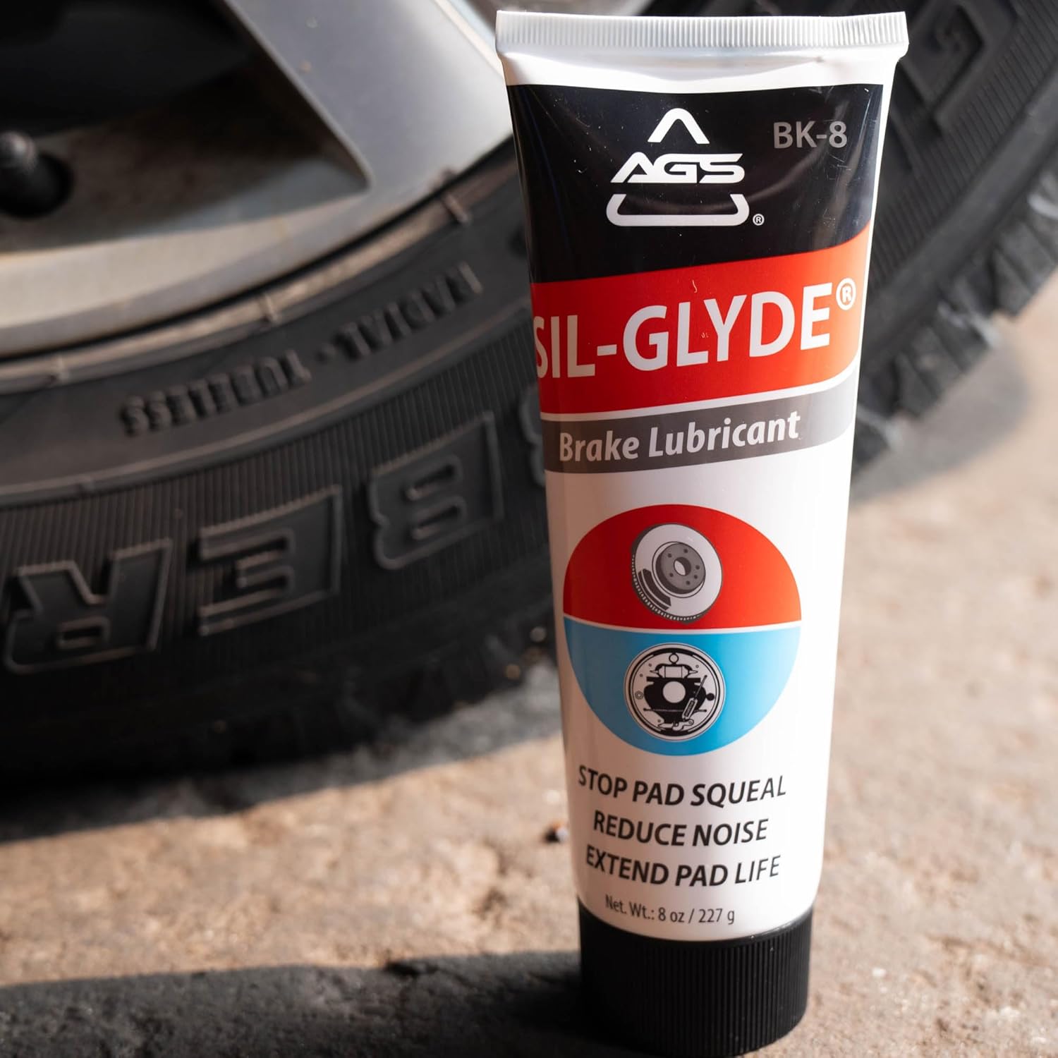 AGS Automotive Solutions SIL-Glyde Brake Lubricant – 8 oz Tube, Heat Resistant, Rust & Corrosion Protection, Moisture-Proof Brake Grease