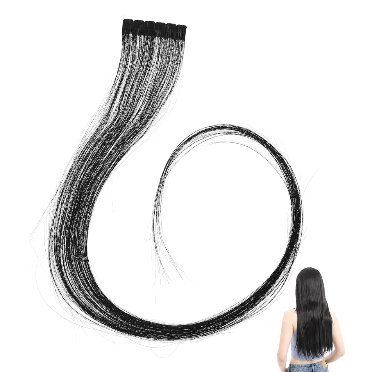 Lurrose Black Tape Womens Wigs Tape in Hair Extensions Human Hair Tape in Black Hair Extensions for Women Invisible Tape Extensions, 55cm Black Duct Tape Brown Duct Tape