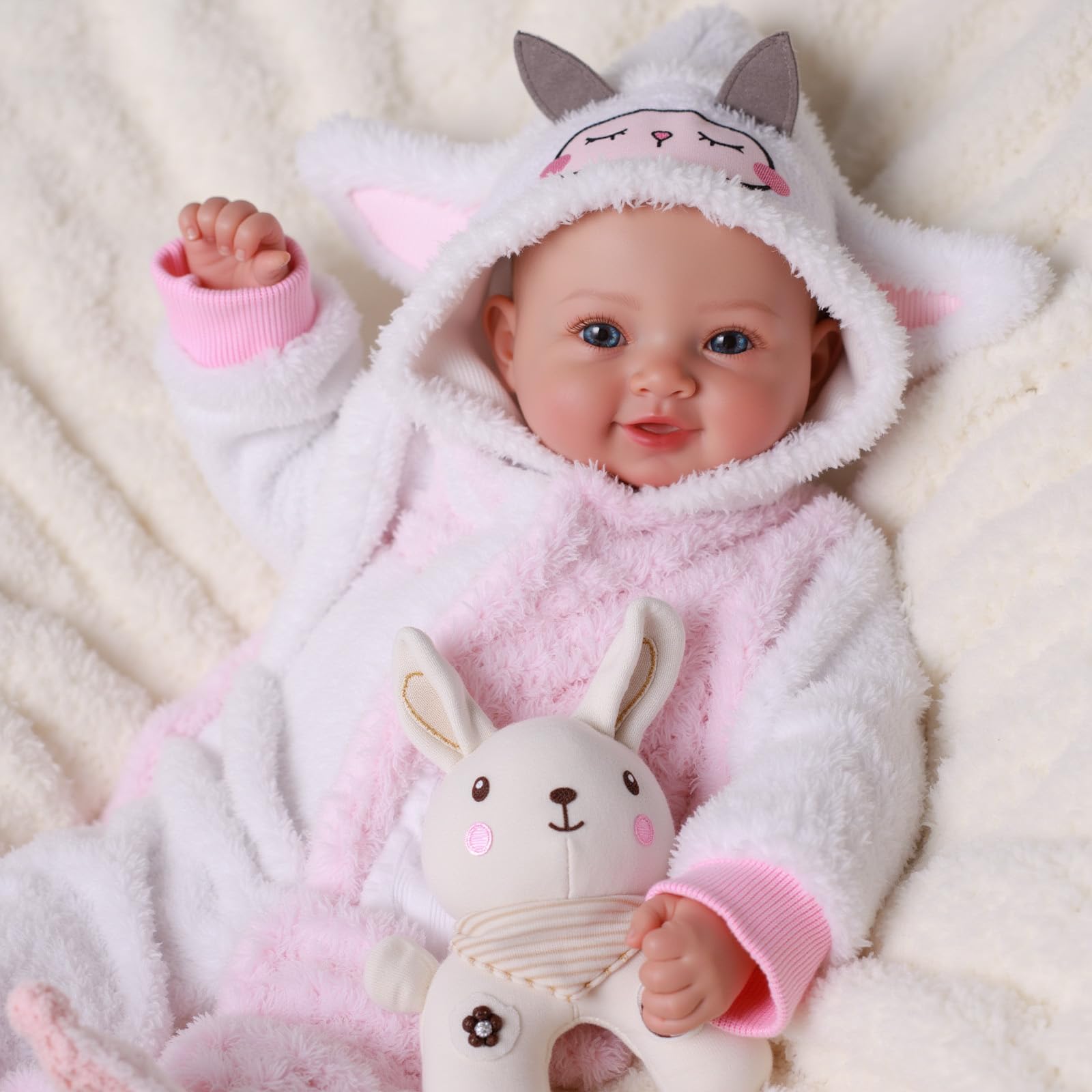 BABESIDE Realistic Baby Doll Girl, 17 Inch Sweet Smiling Lifelike Soft Body Baby Doll - Image 2