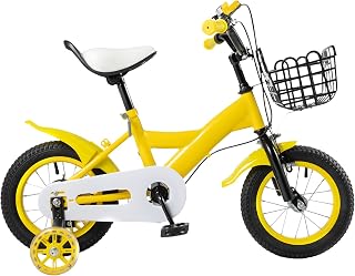 CHERIREN Bicicleta infantil de 12 pulgadas, 176 lb de capacidad de carga de acero al carbono, ruedas para niños, altura ajustable, bicicletas infantiles ligeras con ruedas estabilizadoras y cesta para