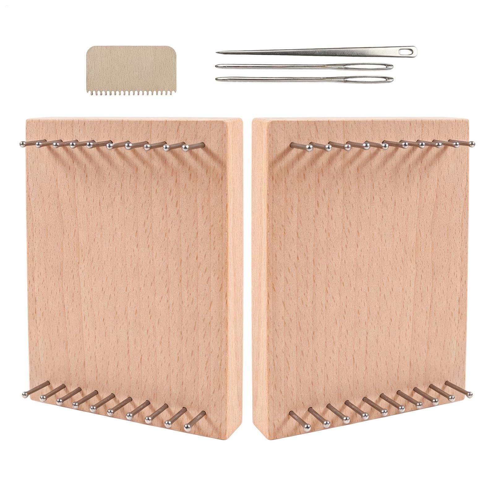 Mini set per tessitura, in legno, 10 x 14 x 4 cm, confezione da 2