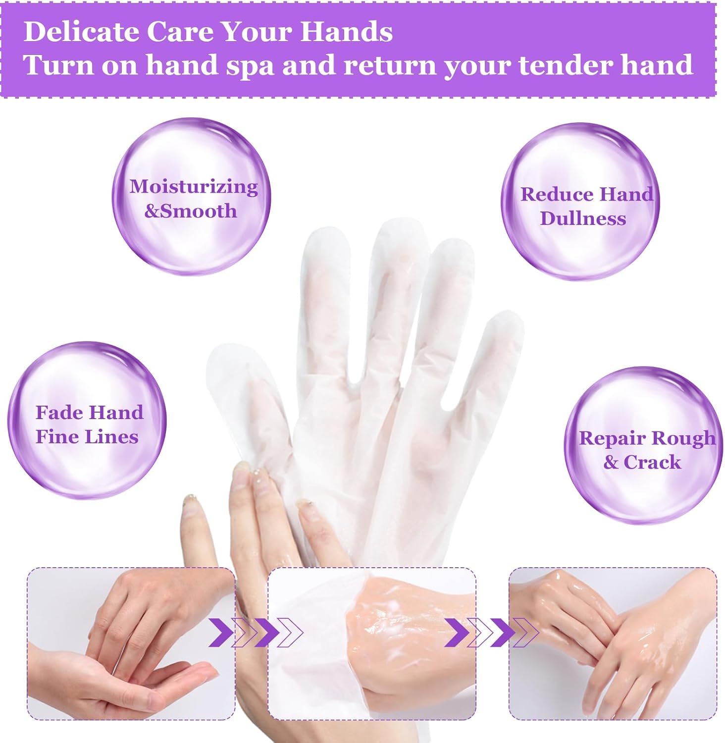 Drofail Moisturizing Hand Masks Hydrating Gloves Socks Masks for Dry Foot Hand Skin Gift for Women Men Refreshing Hand Care (Lavender-Pack 1) 1