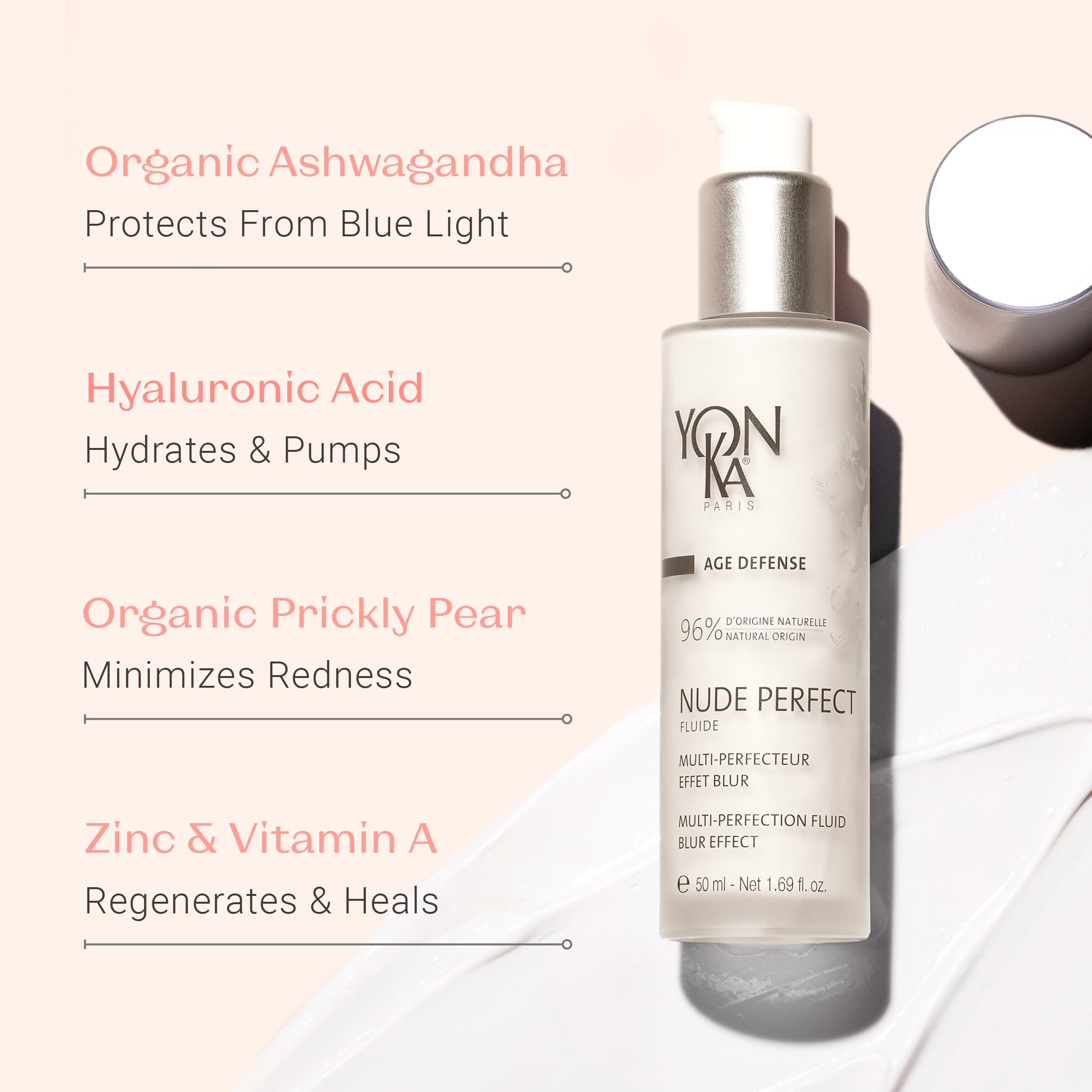 Imprimación facial Nude Perfect (1.7 fl oz) minimizador de poros y corrector de cutis, luz azul y protector ambiental, todo tipo de piel, sin parabenos 3