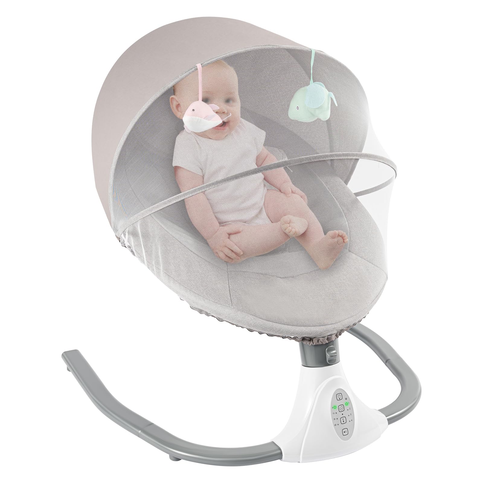 Balancer bébés transat électrique ajustable et balancelle grise avec tente pare-soleil