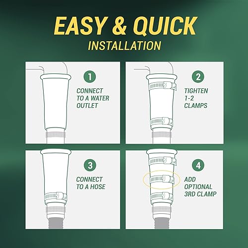 Miniatura 8 de IMPRESA Silicone Hose Adapter - Green, 3/4-Inch, Pack of 3 - Water Hose to Sink Faucet Adapter - Universal Faucet Connector with Clamp - Slip-On