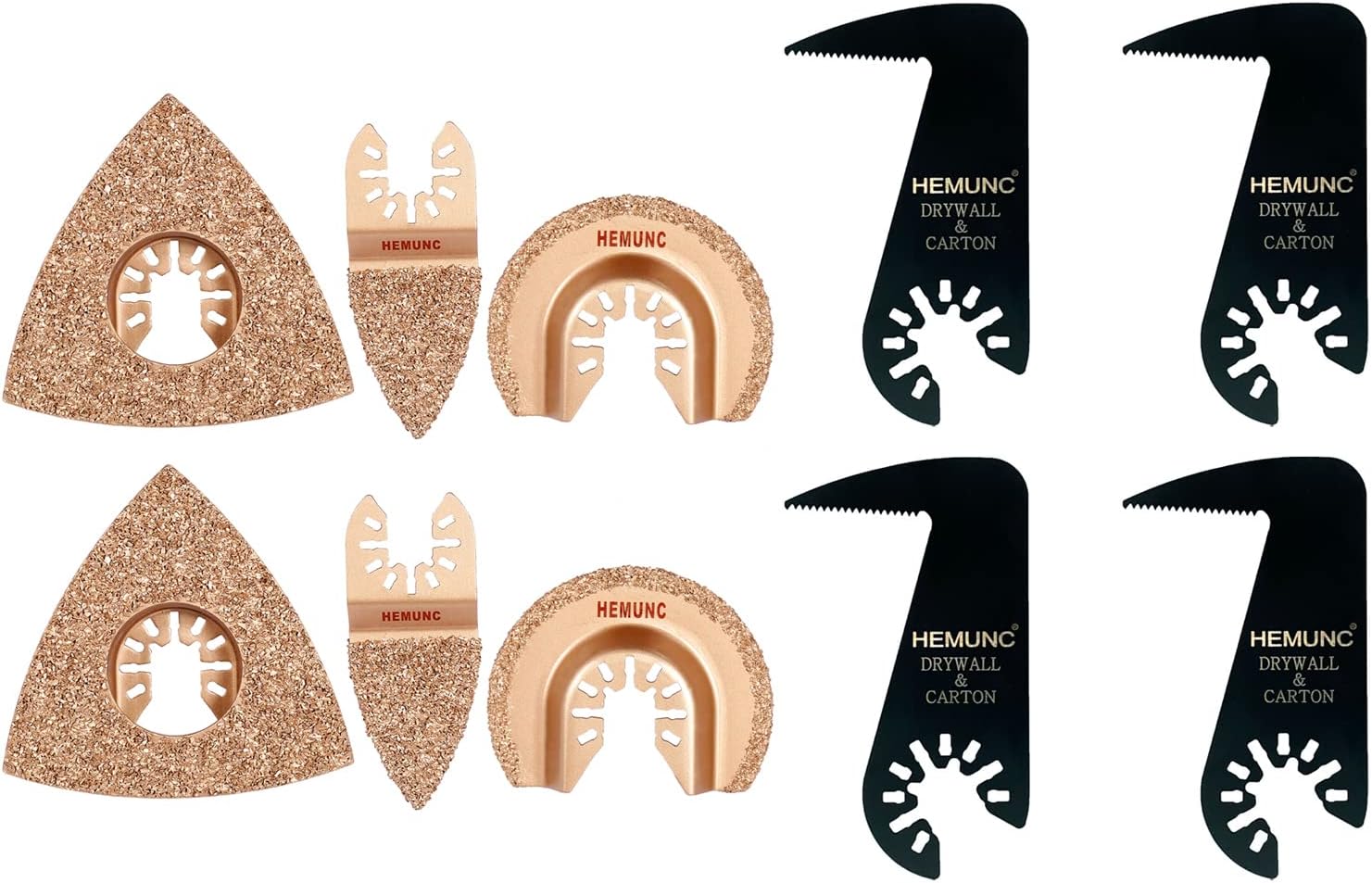 Bundle- 10pcs Oscillating Tool Accessories, Including 6pcs Carbide Grits oscillating Blades and 4pcs Drywall Blades