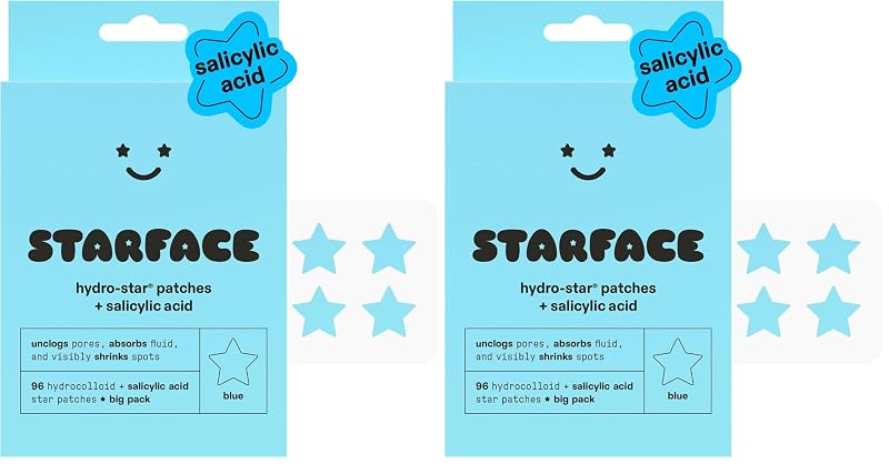Starface World Hydro-Star com ácido salicílico, adesivos hidrocoloides em formato de estrela, Pacote com 2 de 96 unidades
