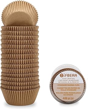 Gifbera Unbleached Parchment Paper Cupcake Liners 400 Counts - Standard Food Grade Muffin Baking Cups, Greaseproof Non-Stick Cupcake Wrappers for Party, Wedding, Birthday Natural