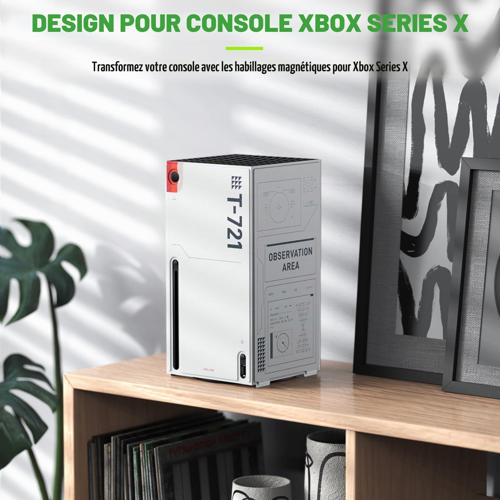 WOLIBEAR Magnetic Smart Wraps Étui de Protection pour Console Xbox Series X en Cuir synthétique de qualité supérieure et Doublure intérieure Douce Motif Starfield Edition