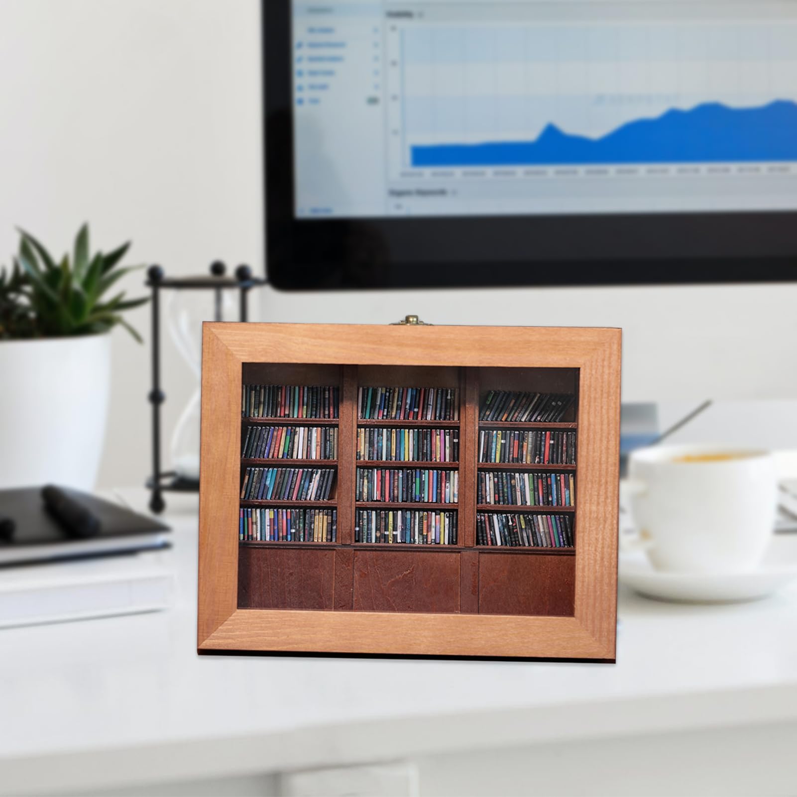 Angst Boekenplank – Houten Miniatuur Om Te Schudden En Te Ordenen, Uniek Decoratief Cadeau Voor Boekenliefhebbers