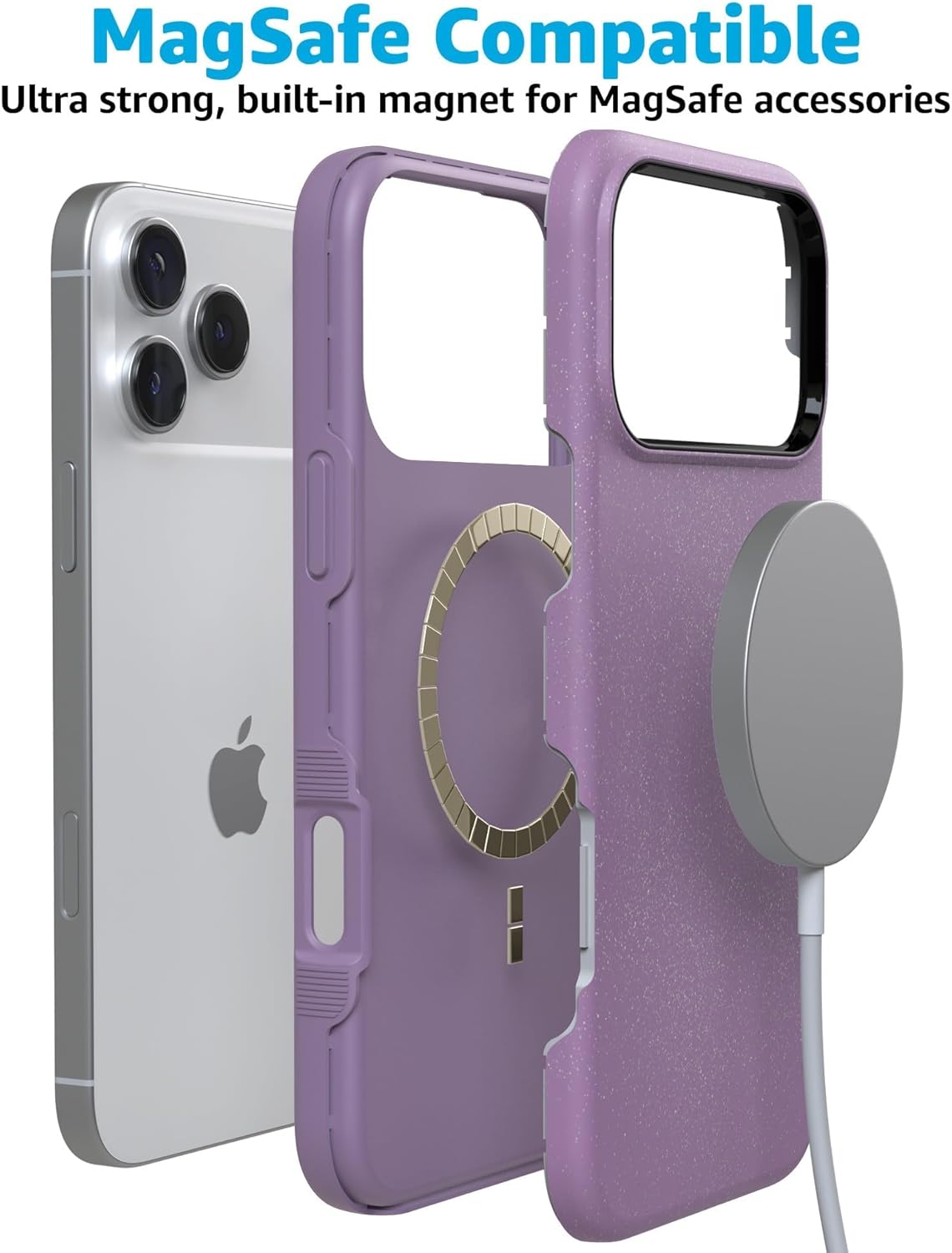 Casely iPhone 17 Pro Max Case | Lavender Waves | Purple Shimmer | Bold Protective Design | Compatible with MagSafe