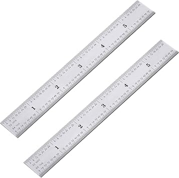 eBoot 2 Pack Stainless Steel Ruler Machinist Engineer Ruler, Metric Ruler with Markings 1/8, 1/16, 1/32, 1/64 Inch for Engineering, School, Office, Architect, and Drawing 6 Inch