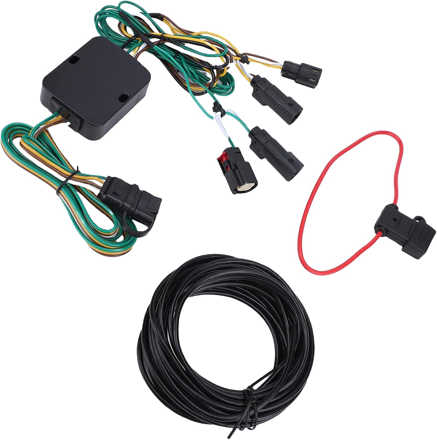 Jiawu Trailer Wiring Kit, Plug and Play Stable 4 Pin Connection 4 Pin Trailer Wiring Harness, Wire Harness with Accessories and Manual for 150 250 350 HD Cargo Van and