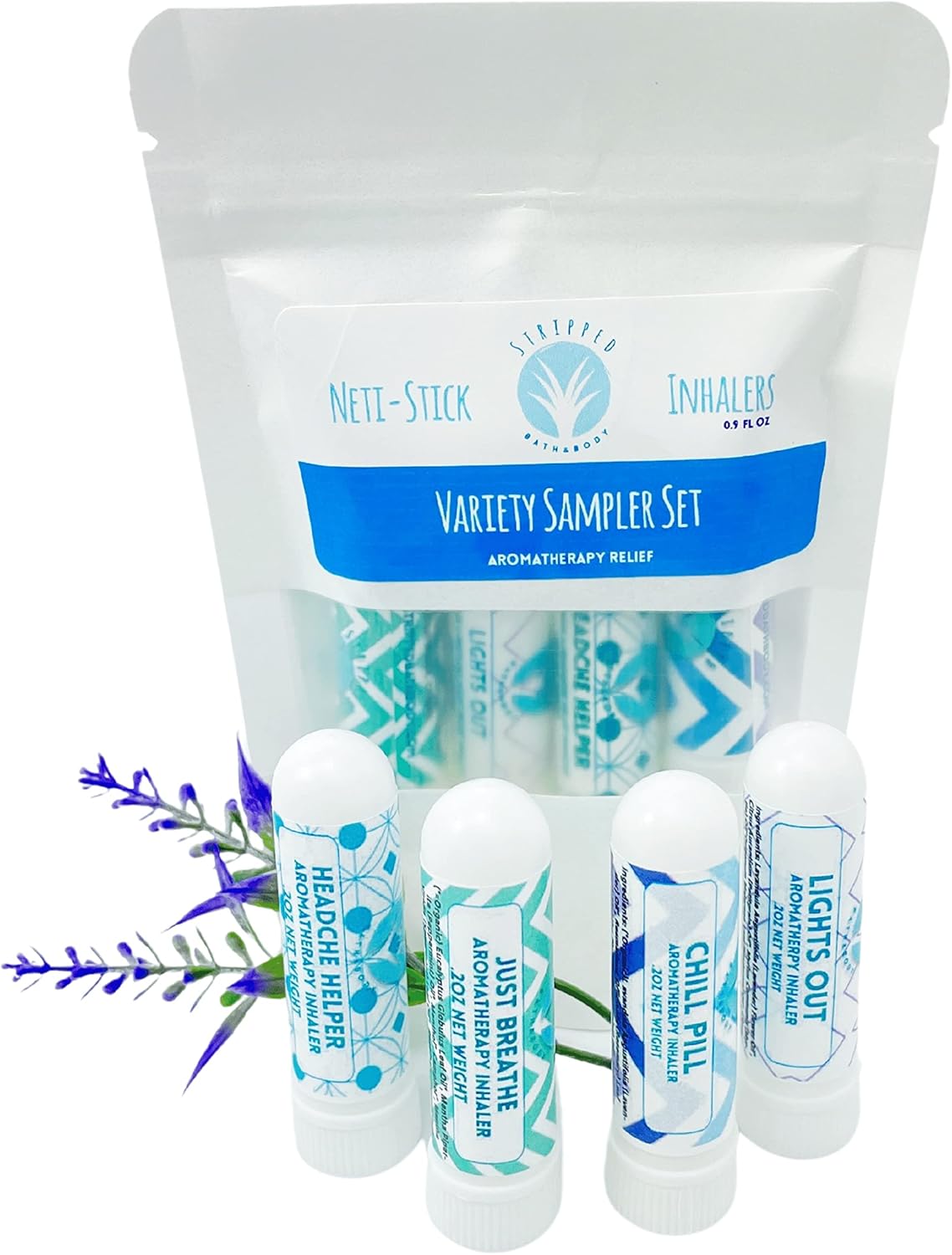 4PK Gift Set Aromatherapy Inhalers | Congestion, Stress, Headache, Relaxation Support Blends | Portable Nasal Sticks w/Undiluted Essential Oil Blend | Great Gift for Stocking Stuffer, Christmas