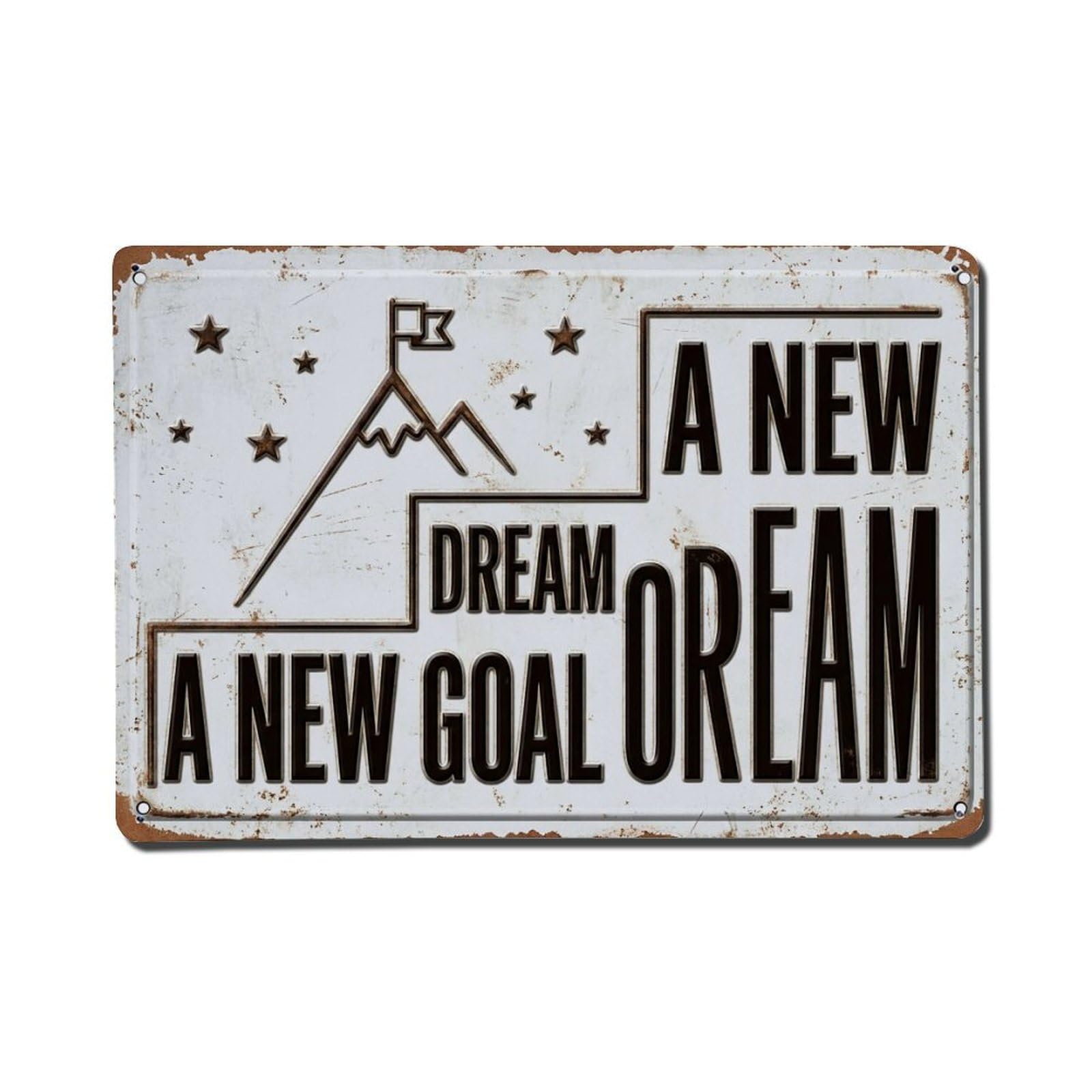 New Goals Ahead Room Retro Motivational Slogans Vintage Metal Tin Sign Plaque Wall Decor for Cafe, Club, Garden Metal Poster 8x12Inch