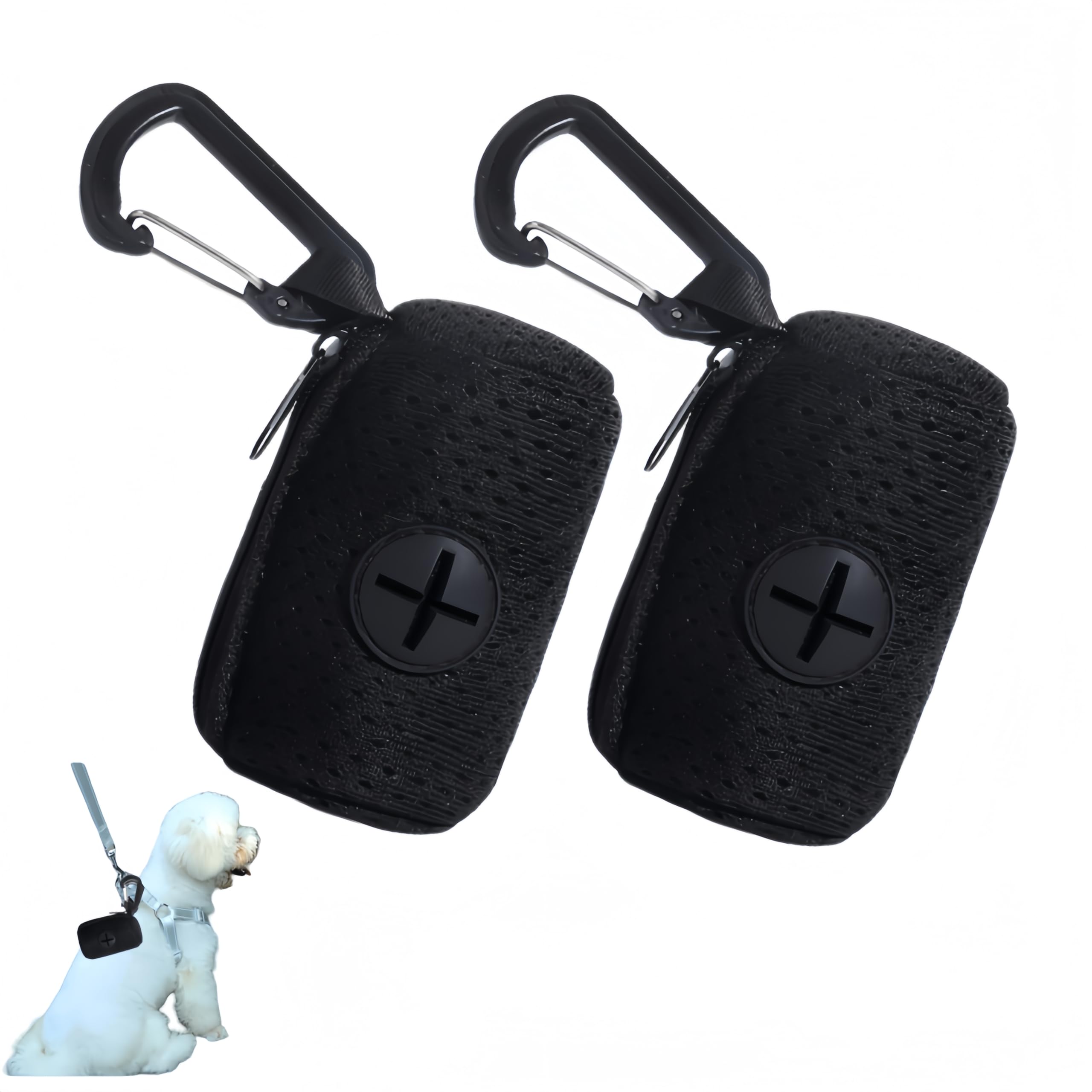 Dog Poop Bag Holder, 2 PCS Desperate Poop Bag for Dogs with Buckle Portable Portable Furniture for Pet Bag for Cane for Leash