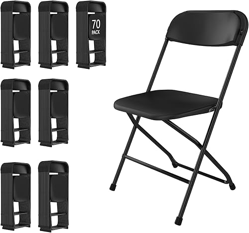 Miniatura 42 de Paquete de 10 sillas plegables negras, sillas plegables de plástico para interiores y exteriores, capacidad de 159 kg, silla plegable portátil para