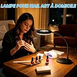 Akynite 12X Lampe Loupe avec Lumière et Support, 2A Adaptateur inclus, 5 Couleur 9 Luminosité, Loupe Lampe à 144 Led avec Pince et Bras pour Couture Lecture Bricolage Creation de Bijoux, Noire - 3