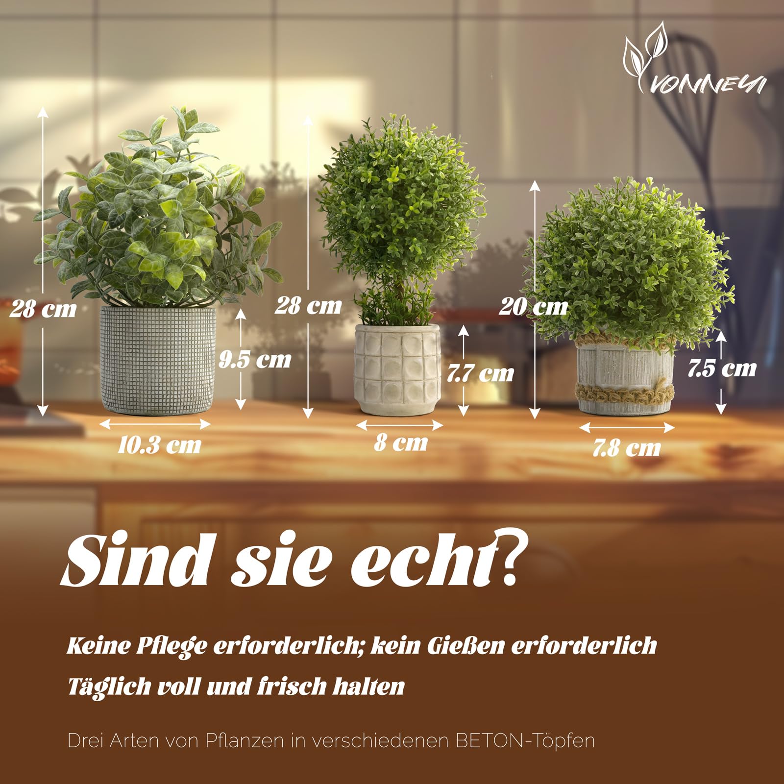 YVONNEYI 3 piezas 28 cm Plantas Artificiales Interior Decoración Hogar