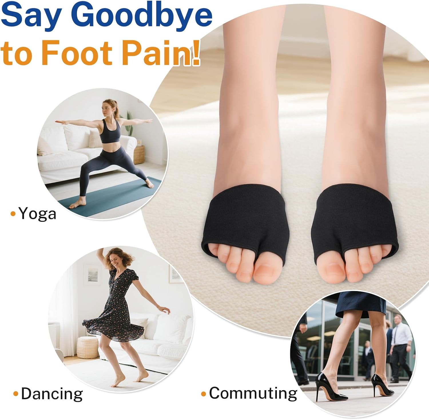 Metatarsal Pads with Gel Pad for Men and Women, Metatarsal Sleeves, Ball of Foot Cushion for Feet Pain Relief, Metatarsalgia, Mortons Neuroma, Sesamoiditis, Metatarsalgia Insoles, 2 Pairs, Black, M