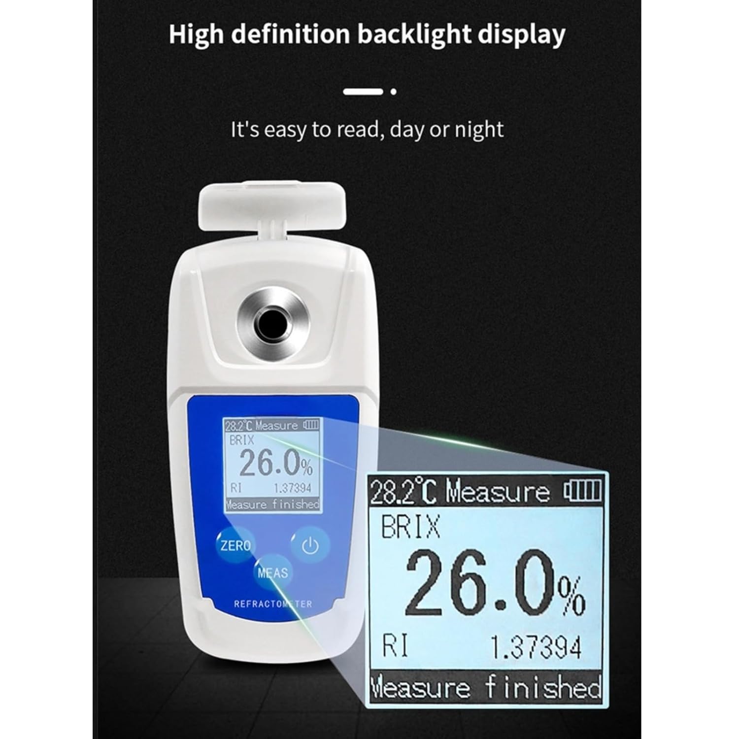 Digital Brix Refractometer for Fruit Juice Vegetable Coffee, Weight Loss Skin Care Sugar Control Essential, 0-55% Range High Accuracy Portable Brix Meter for Liquid Sugar