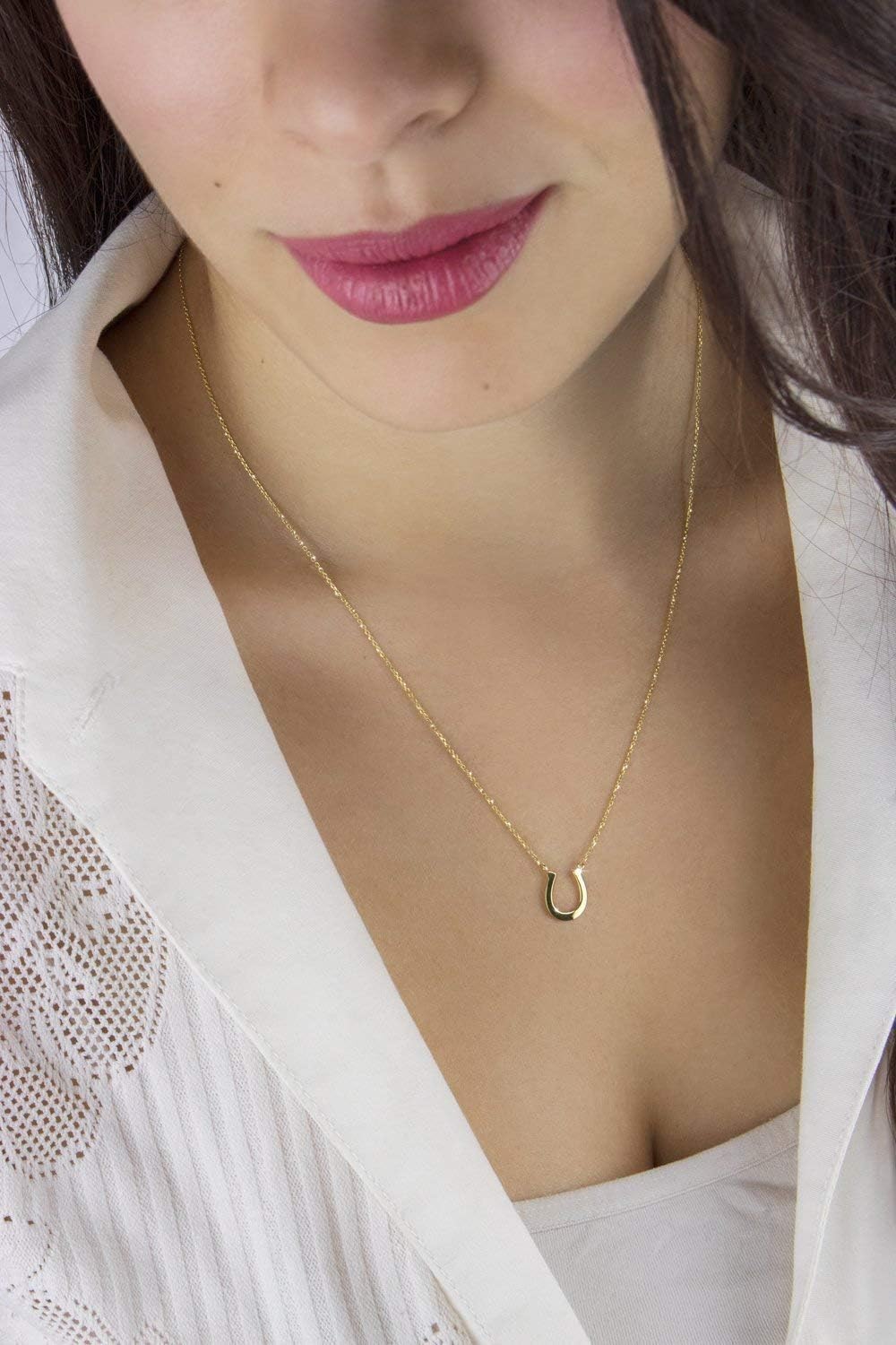 Gold Horseshoe Necklace, Good Luck Pendant, 9K 14K 18K Gold Necklace, Yellow Gold Lucky Charm, Gift For Her/code: 0.002