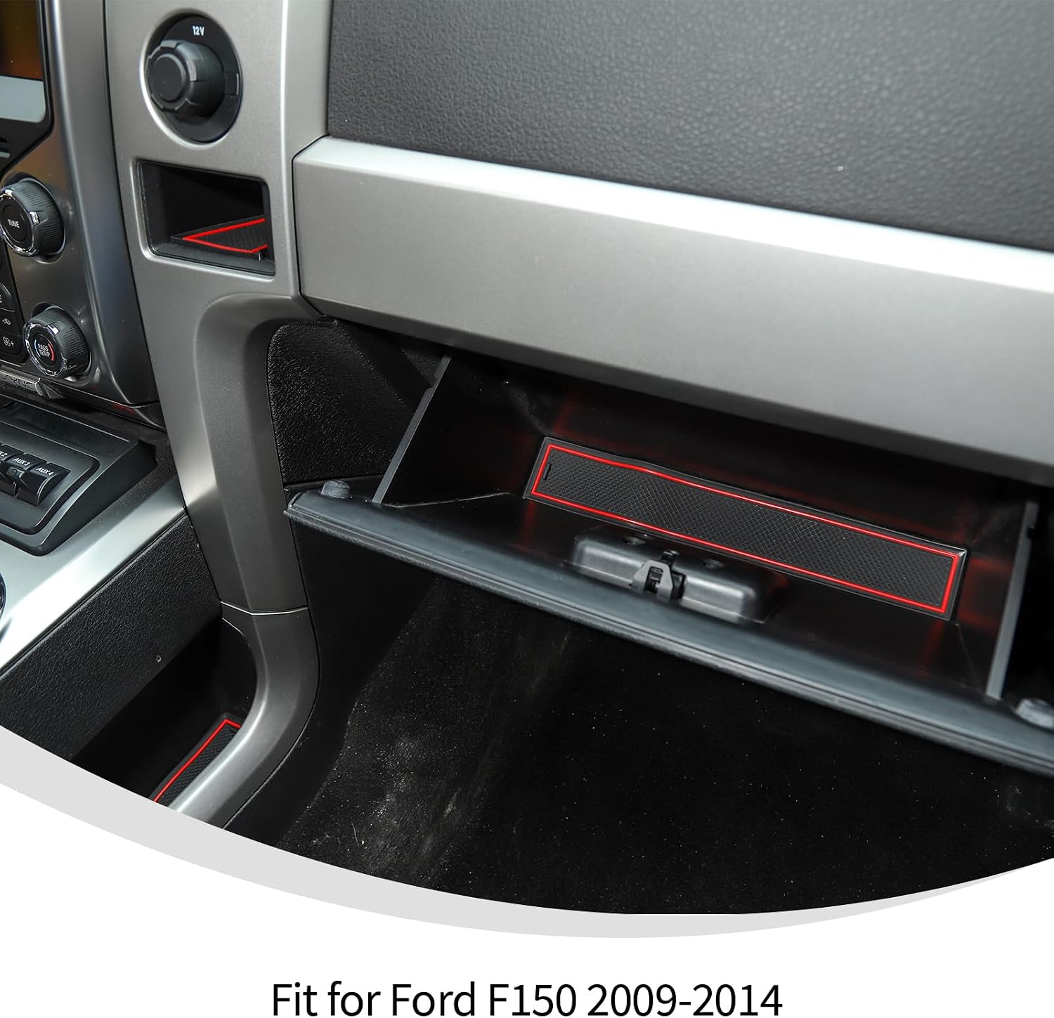 Linskip Interior Cup Holder Inserts Compatible with 2009 2010 2011 2012 2013 2014 Ford F150 Accessories, for F-150 Center Console Mats(Red)
