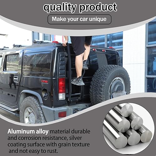 Miniatura 3 de Escalera de aluminio para puerta trasera de coche, portaequipajes, accesorios de decoración funcionales compatibles con Hummer H2 2003-2009 Kit de
