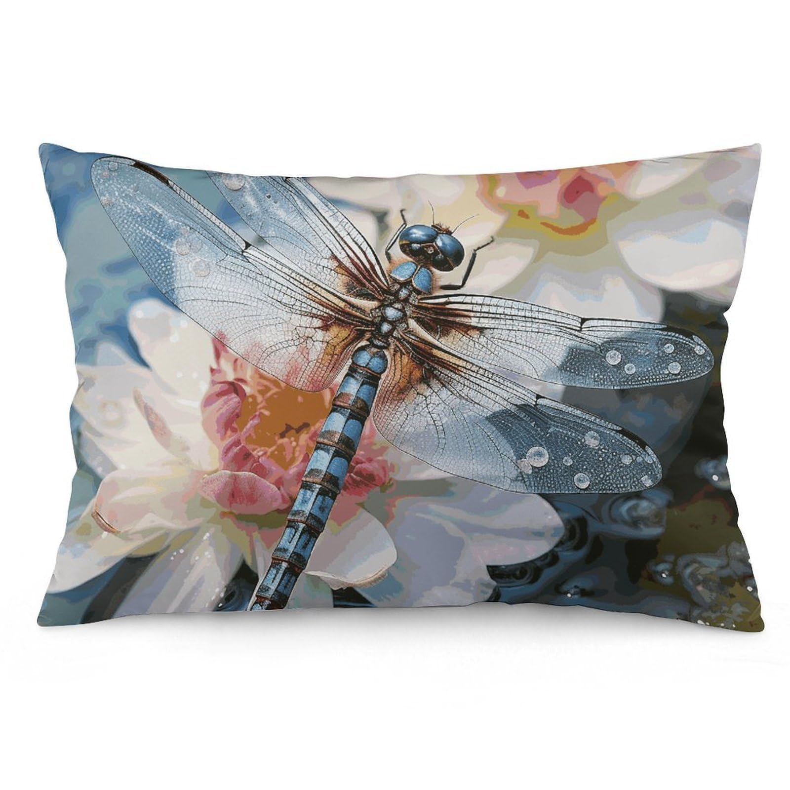 NTVOWPZO 2 Pack Decoration Throw Pillow Covers 16 "x24 Pillowcases Covers Dragonfly Flower Pillowcases Modern Farmhouse Home Decor Sofa Cushions Covers for Couch Bed Living Room