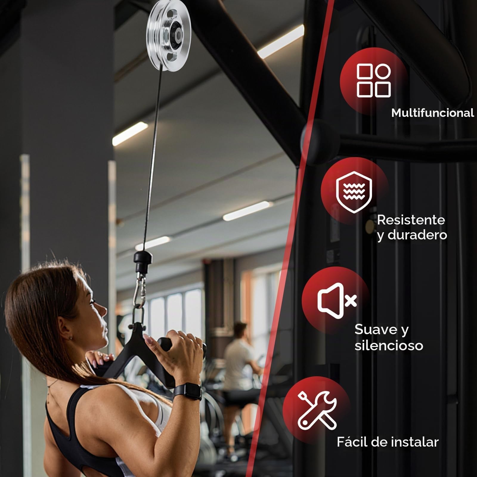 4 piezas de polea de 90 mm de aleación de aluminio, rodillos de inversión universales, rodamientos, polea de correa, polea de cable para máquina de cable de gimnasio, pieza de repuesto para puerta de