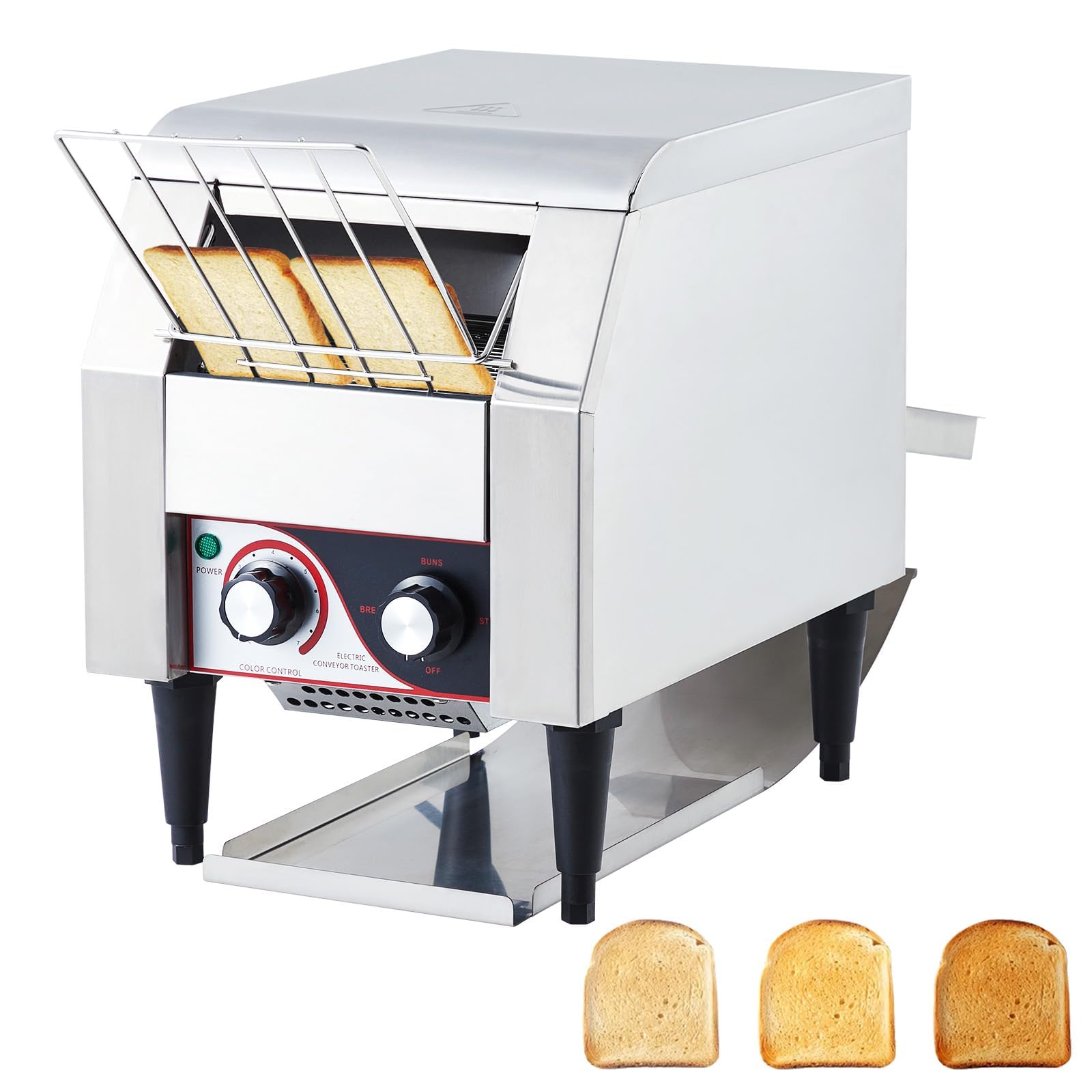 Photo 1 of Commercial Conveyor Toaster, 150 Slices/h Heavy Duty Stainless Steel Toaster, Dual Heating Tubes, 7-Speed Adjustable Electric Oven for Bagels, Croissants, Bakery, Café
