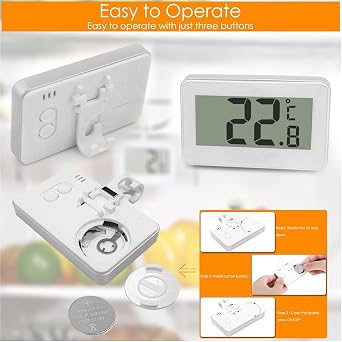 Fridge Thermometer, Suplong Digital Waterproof Fridge Freezer Thermometer Easy to Read LCD Display with Max/Min Record