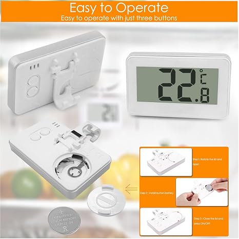 Fridge Thermometer, Suplong Digital Waterproof Fridge Freezer Thermometer Easy to Read LCD Display with Max/Min Record