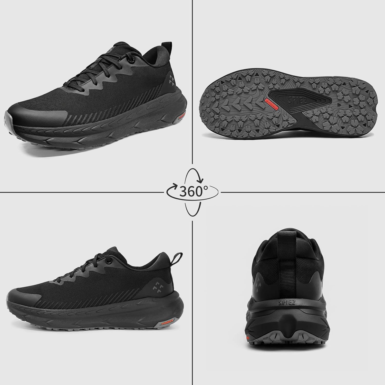 SPIEZ Non Slip Work Shoes for Men, Oil & Slip Resistant Food Service Shoes, Air Cushion Lightweight Breathable Work Sneakers for Standing All Day Black, US 7.5-12 - Image 2