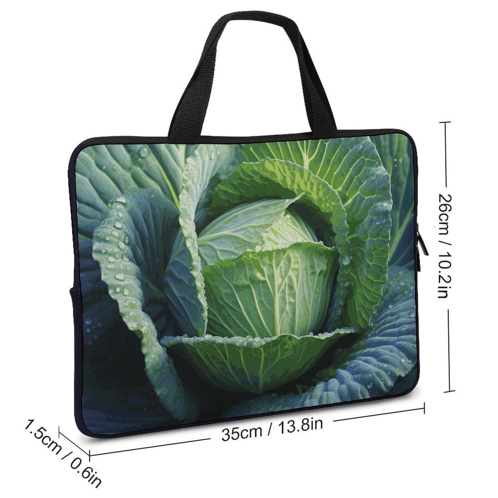 Bright Cabbage - Custodia per computer portatile, ultra sottile, impermeabile, 13 pollici, borsa protettiva portatile con cinghia da polso