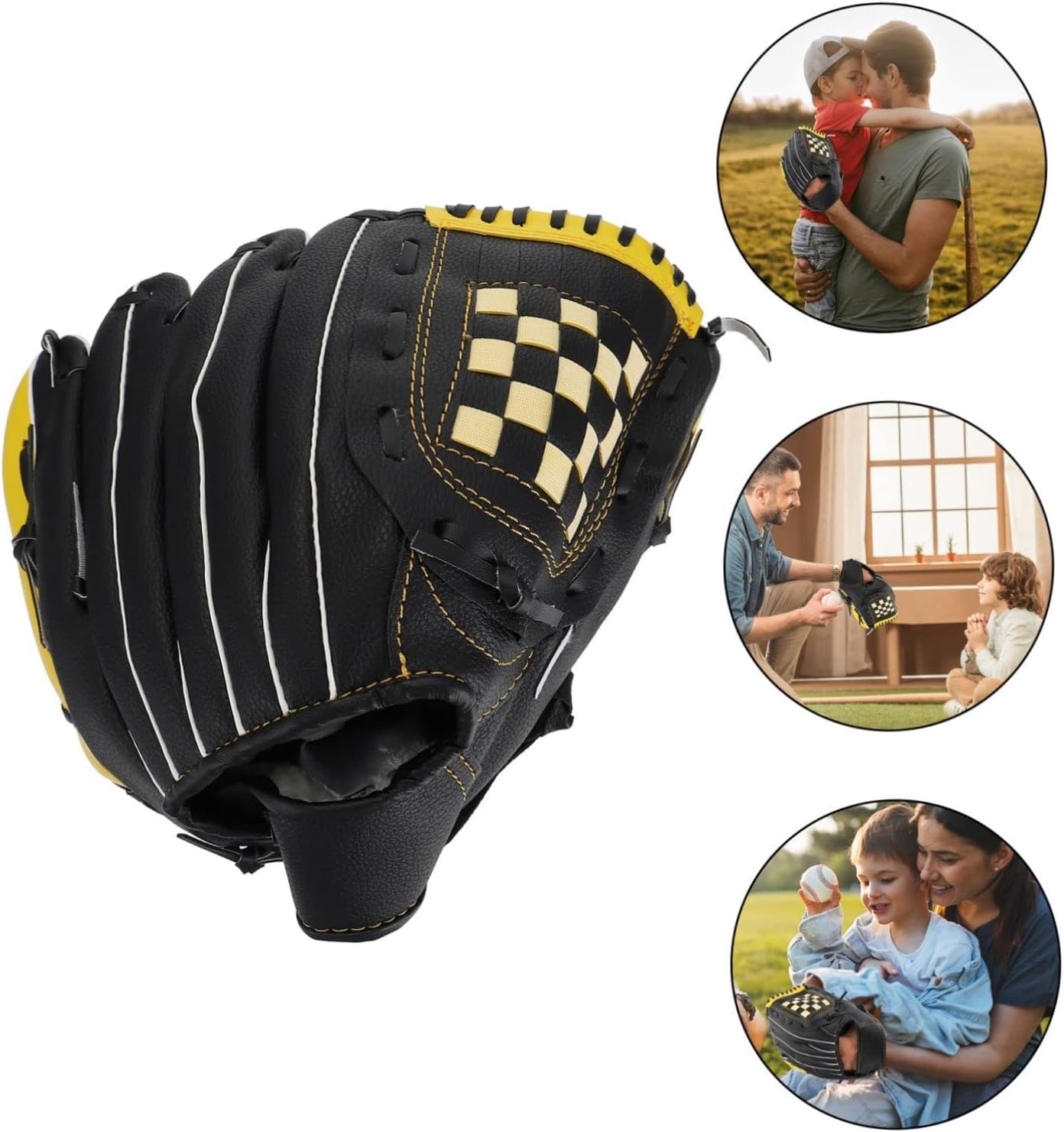 BESPORTBLE 1pc Baseball Glove for Youth and Adults Softball Glove Yellow and Black Durable and Lightweight Design for Training and Games Comfortable Handworkmanship