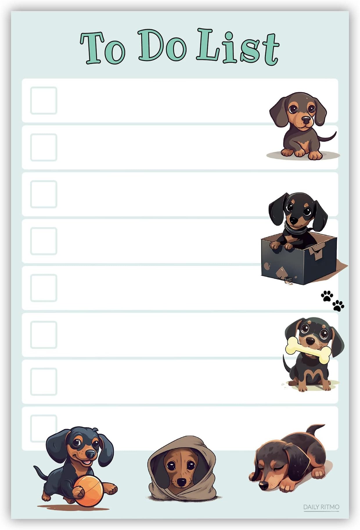 Dachshund Kawaii Sticky Notepad to Do List | Weiner Dog Lover Gifts for Women | Office School Supply Sticky Notes 4"x6" 50 Pages
