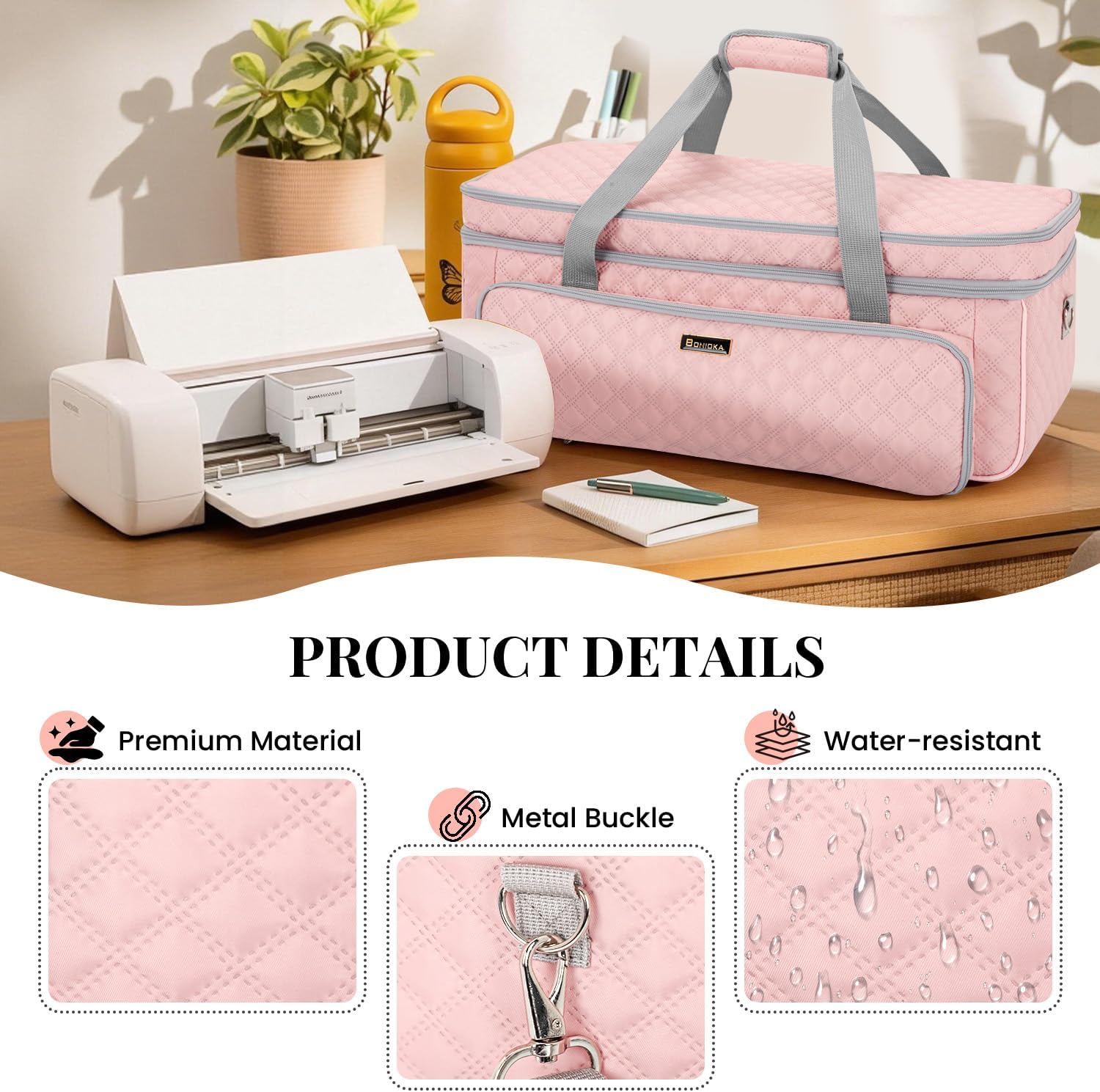 Carrying Case for Cricut Maker 4, Maker 3, Explore 4, Explore 3, Explore Air 2, Double-Layer Machine Bag with Dust Cover, Storage Organizer Craft Tote Bag for Cricut Accessories and Tools(Bag Only)